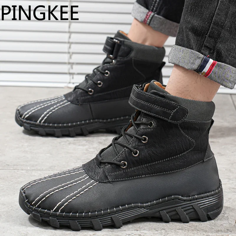 PINGKEE VENOCON Winter Barefoot Leather Woman Casual Wide Toebox Nose Shoes Men Women Snow Boots Sneakers With Fur Footwear Man