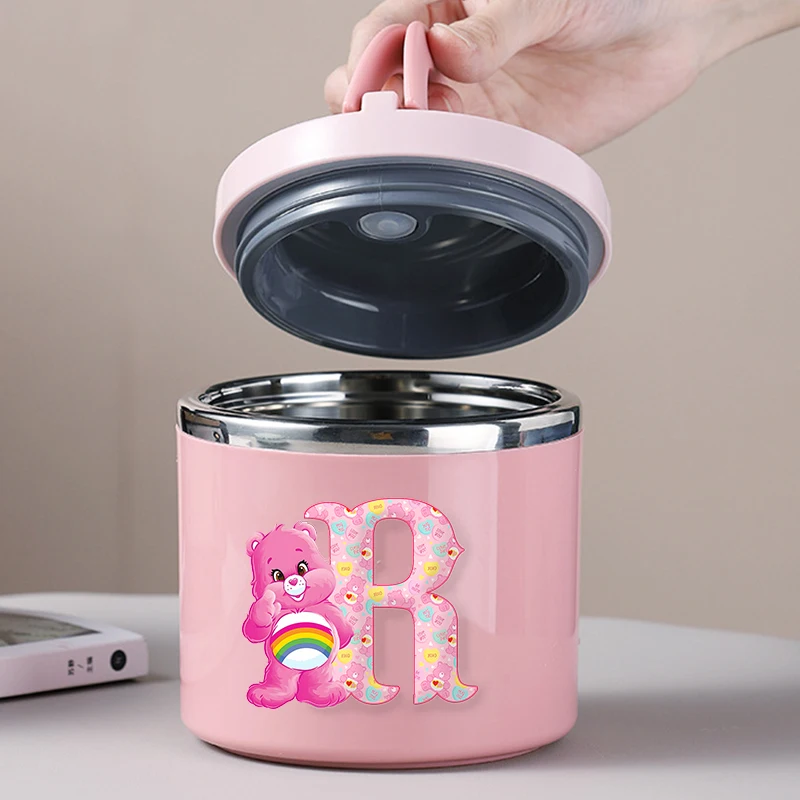 Care Bears Isolierte Lunchbox, Anime-Buchstaben-Druck, Bento-Boxen, Büroangestellte, großes Fassungsvermögen, auslaufsichere Lunchbox