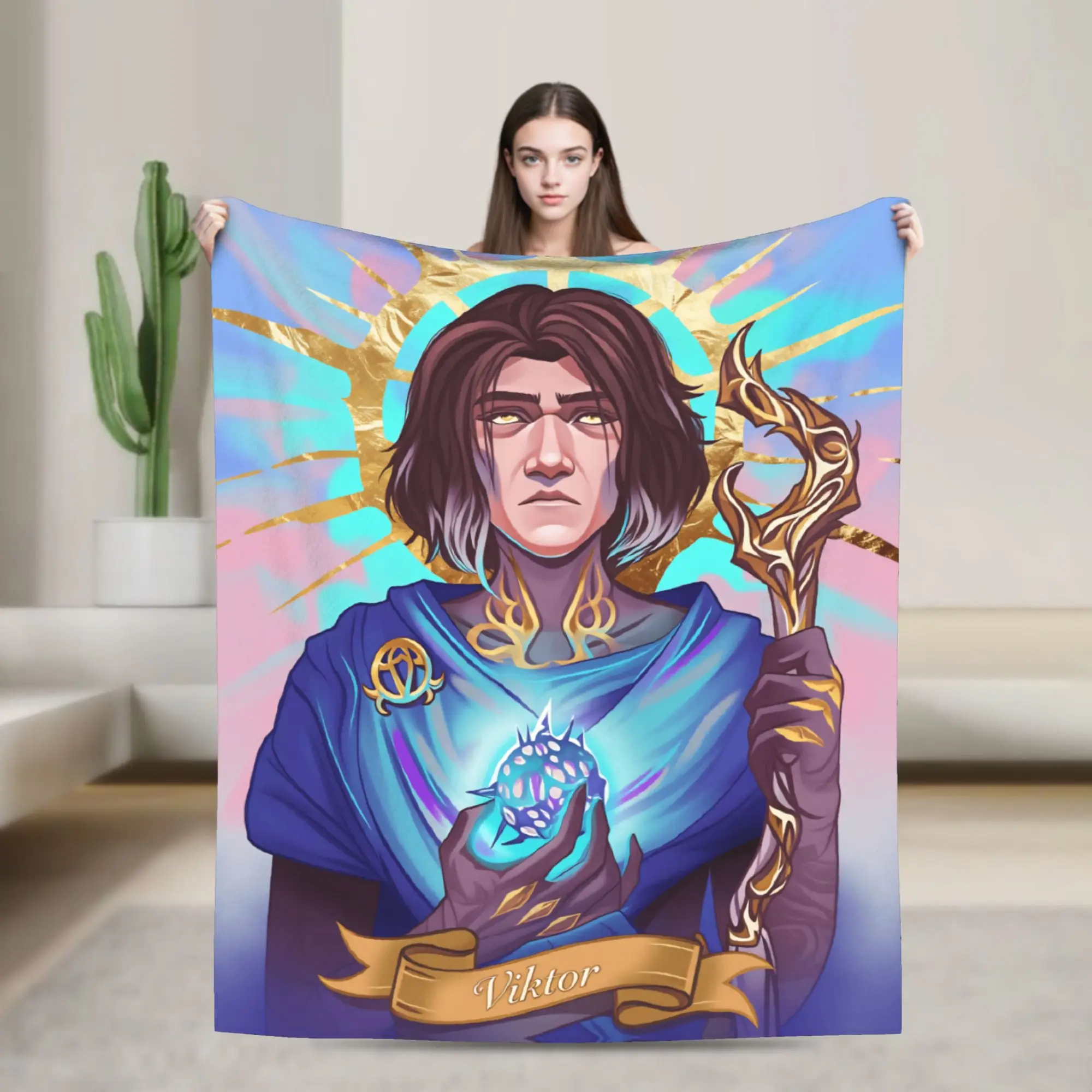 Warm Blanket Camping Arcane Throw Blanket Viktor Game Jinx Jayce Caitlyn Jesus Sevika  Flannel Bedspread For Sofa Bed Cover
