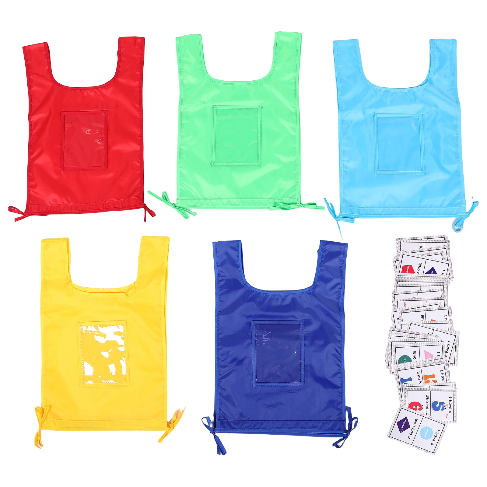 Gilet per carte per bambini da 5 pezzi per lo sviluppo cognitivo Gilet per apprendimento interattivo colorato con carte a forma di numero Materiale didattico per