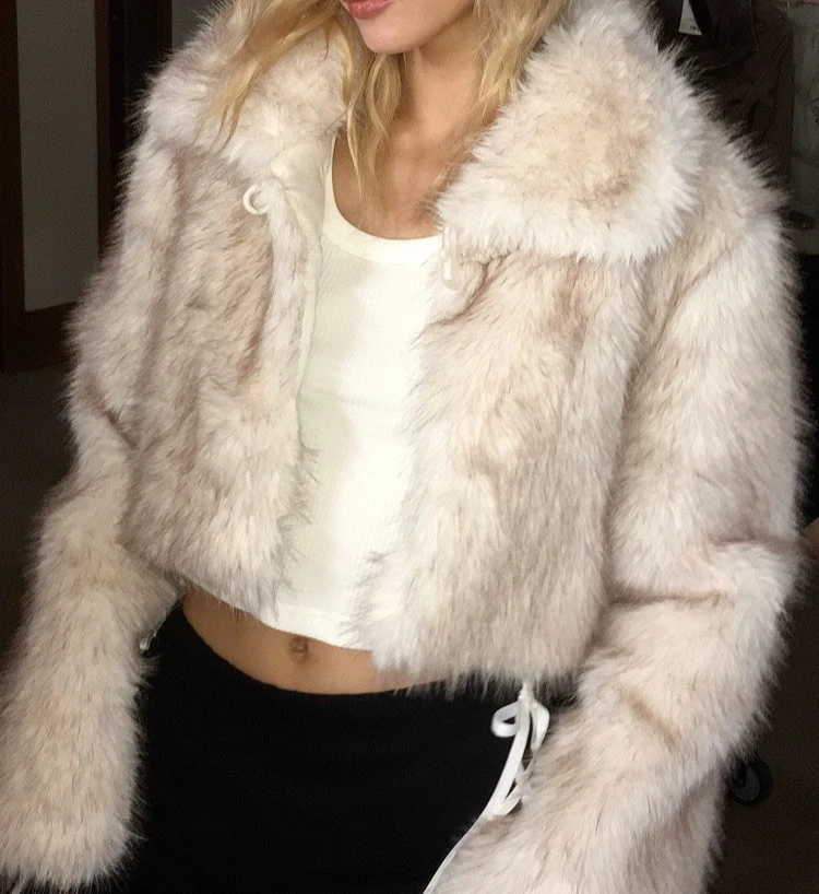 

Women Faux Fur Short Coats Jackets Turn Down Collar Coat Thick Warm Y2k Streetwear Jacket Work Outerwear Autumn Winter 2025