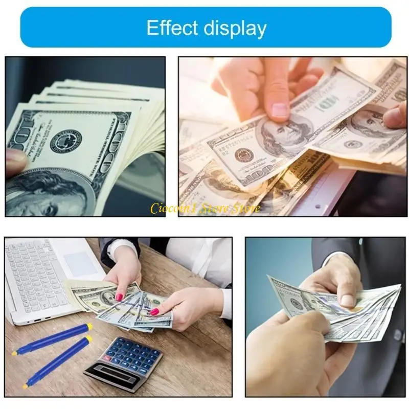 5/10 قطعة قلم كاشف الأموال المزيف، فحص سريع لمدقق العملات المزيفة، قلم كاشف الفواتير المزيفة للشركات الصغيرة