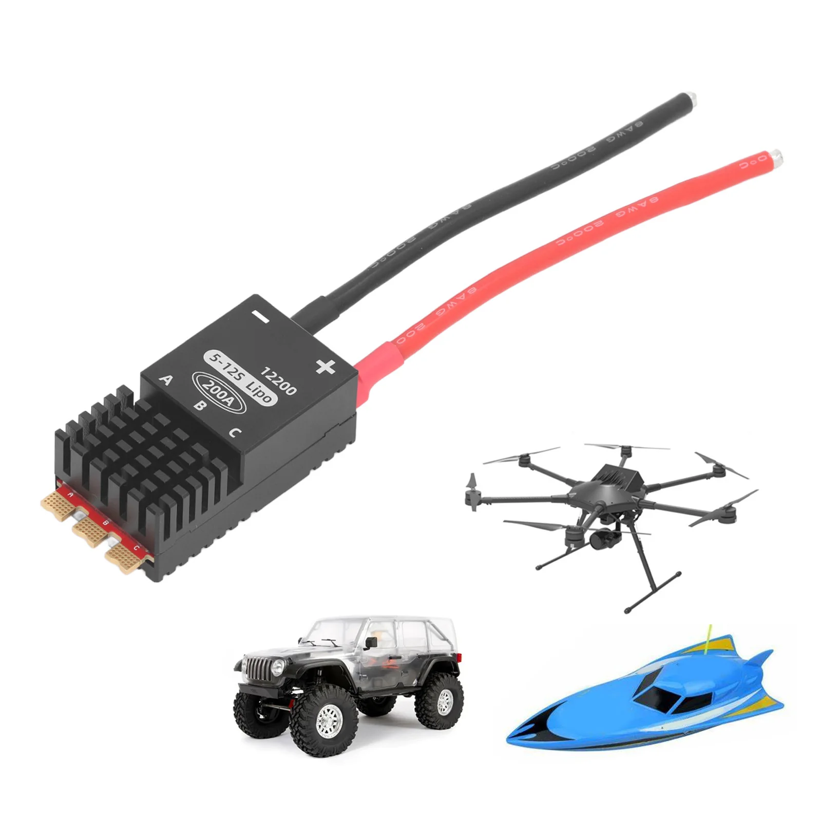 هليكوبتر وحدة تحكم إلكترونية في السرعة 5 ‐ 12S 128 كيلو هرتز PWM محرك بدون فرشاة وحدة تحكم في السرعة الكهربائية DC18V‐50.4V 200A