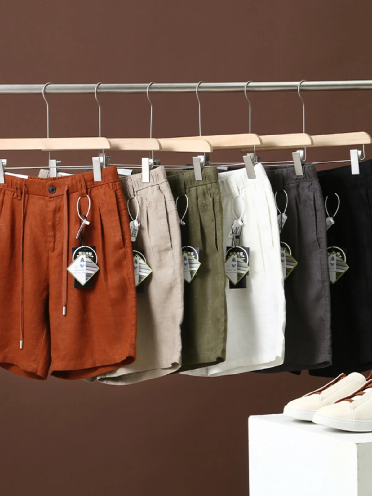 

Льняные мужские винтажные шорты в японском стиле, дышащие, повседневные, свободного кроя, длиной до колена, летние, универсальные, молодежные