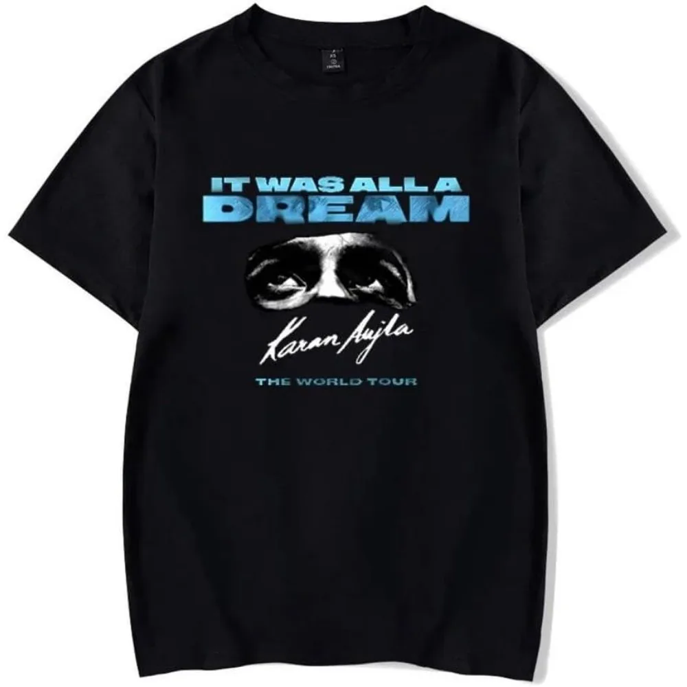 

Karan Aujla It Was All A Dream World Tour Merch Футболка с короткими рукавами для женщин и мужчин Модная футболка с круглым вырезом Топы унисекс
