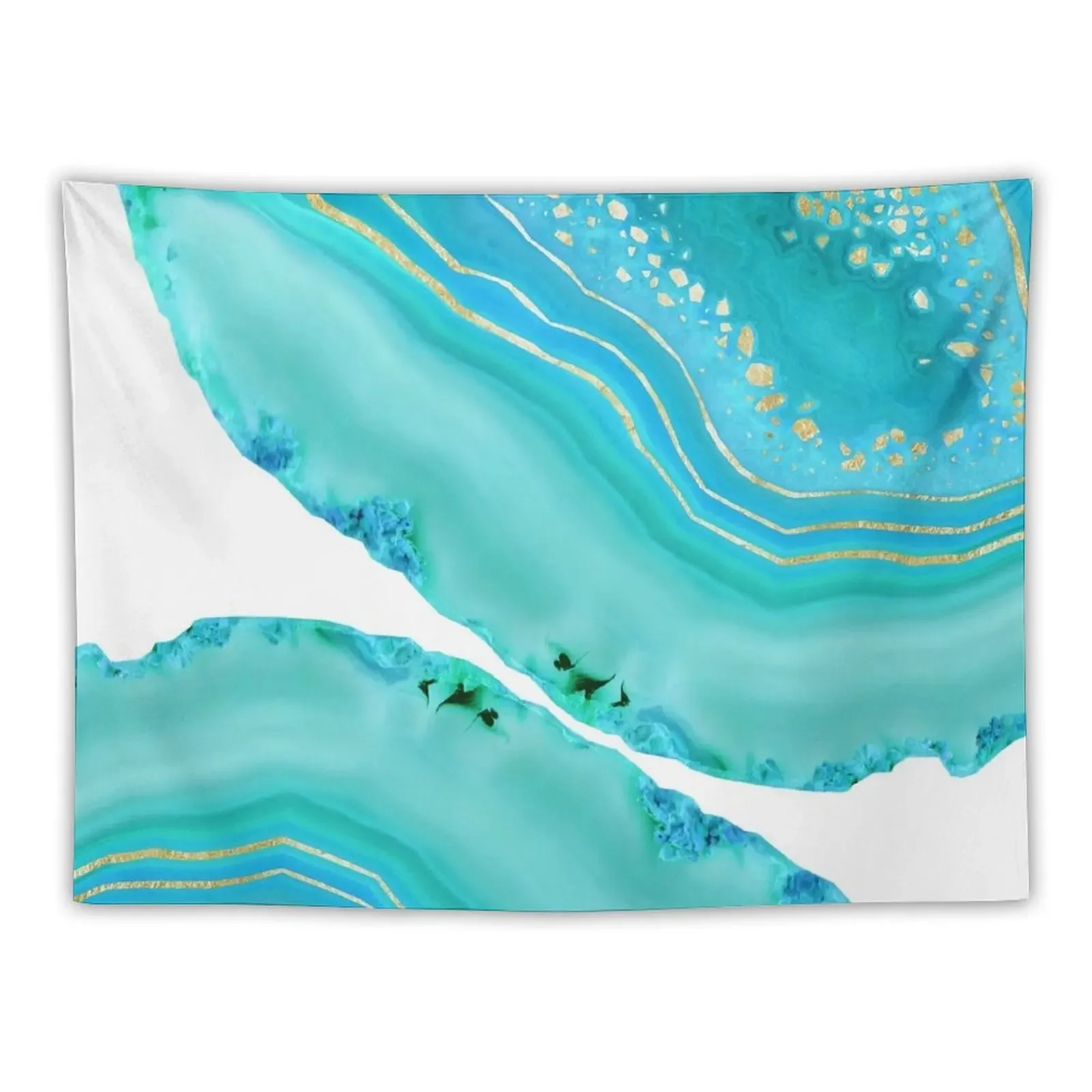 

Soft Aqua Marine Gold Agate Glam #1 #gem #decor #art Tapestry Carpet On The Wall Decoration Pictures Room Wall Tapestry