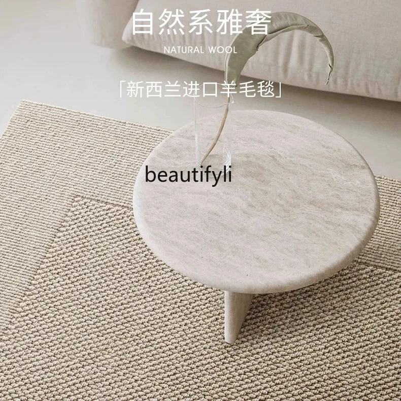 Italian living room carpet wool new simple no-wash can be wiped full bedroom floor mat solid color light luxury advanced