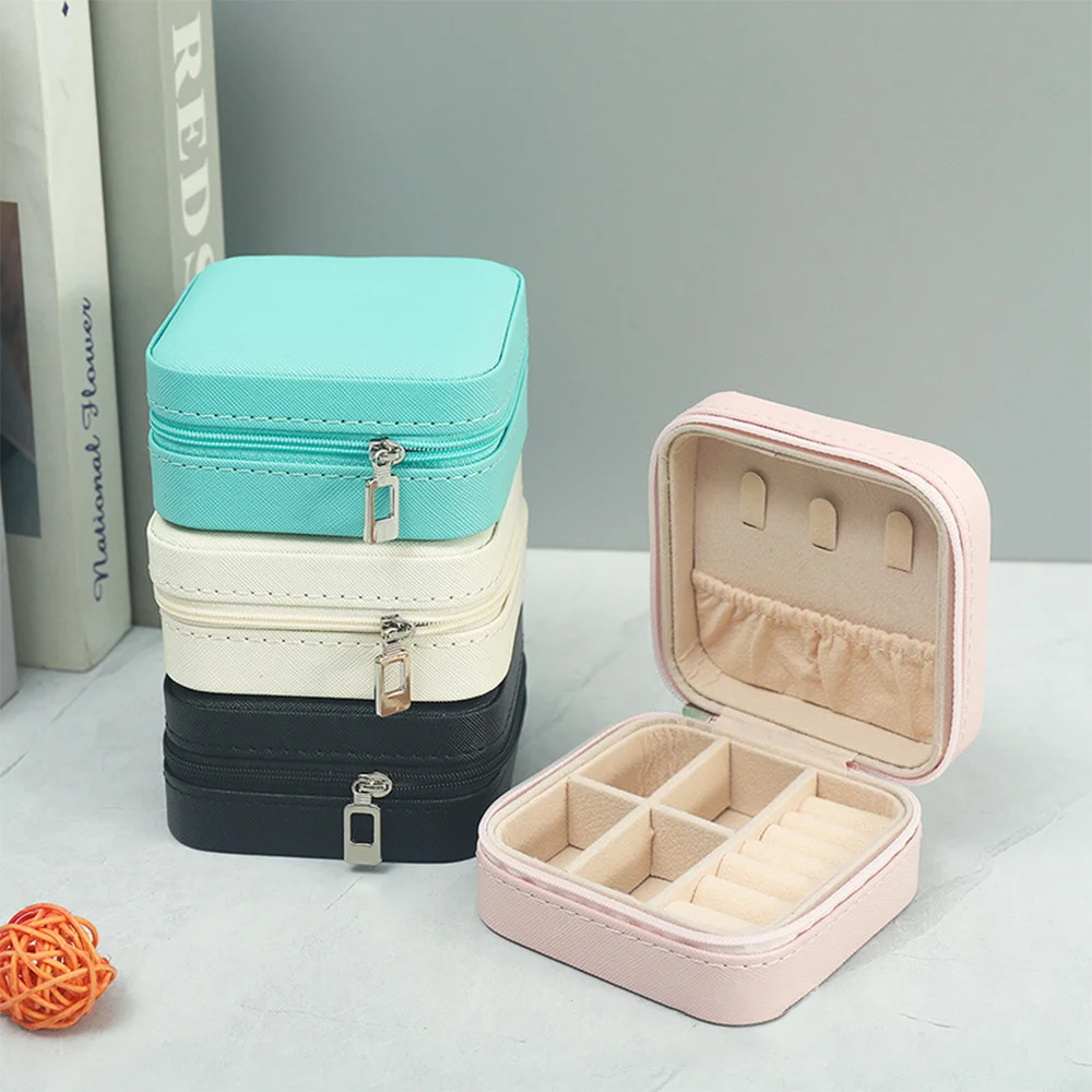 

Jewelry Case Organizer Display Travel Brooches Boxes Portable Locket Necklace Jewelry Box Leather Storage Earring Ring Holder