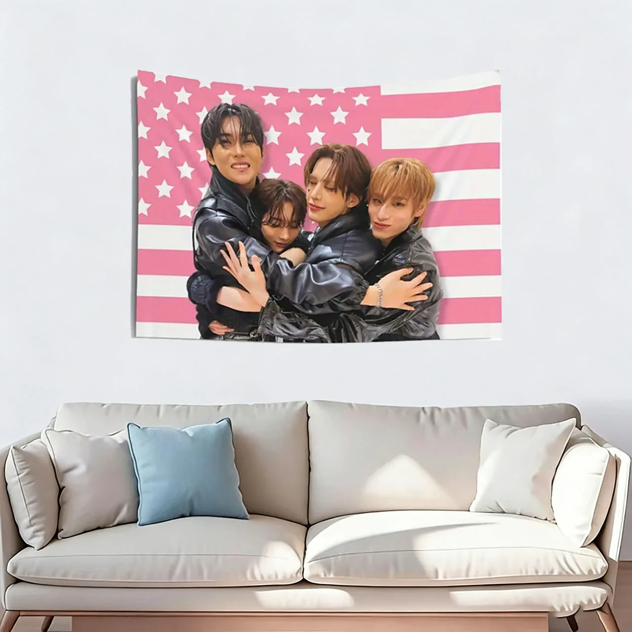 1-teilige Xlov-Mitglied-Umarmung, rosa amerikanische Leinwandflagge |   Group Embrace Star Design, perfektes Geschenk für Geburtstagstouren, Dekoration für Schlafzimmer