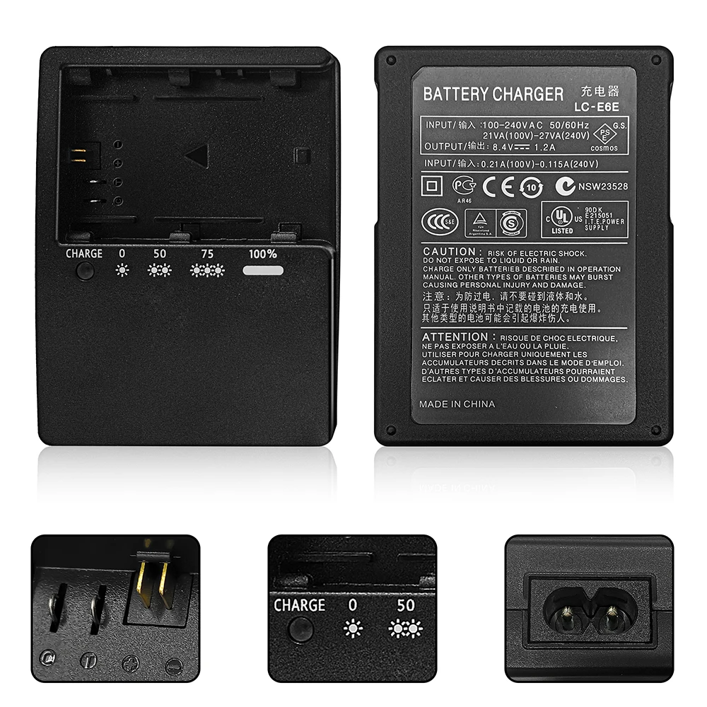 LC-E6  LP-E6N LP-E6NH Camera Battery Charger EU AU UK US Plug LC-E6E LCE6E LC-E6 For 70D 60D 7D 5D2 5D3 Mark II 5D MarkIII LP-E6