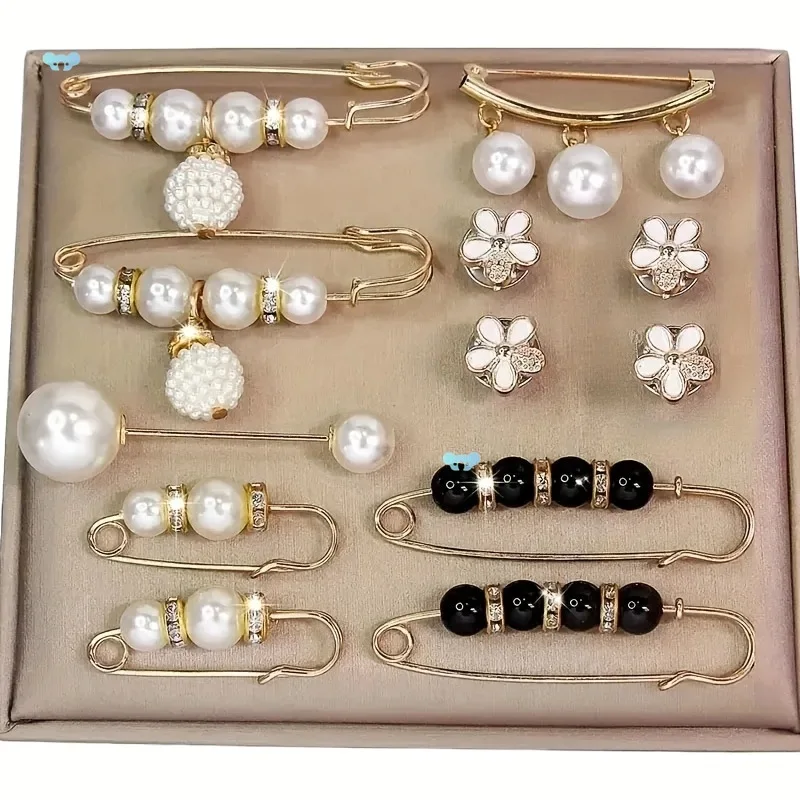 AINAMEISI 8/12pcs Fashion Pearl Brooch Waist Cinching Adjustable Skirt Anti-slip Metal Pin Fixed Clothes DIY Accessories view 5