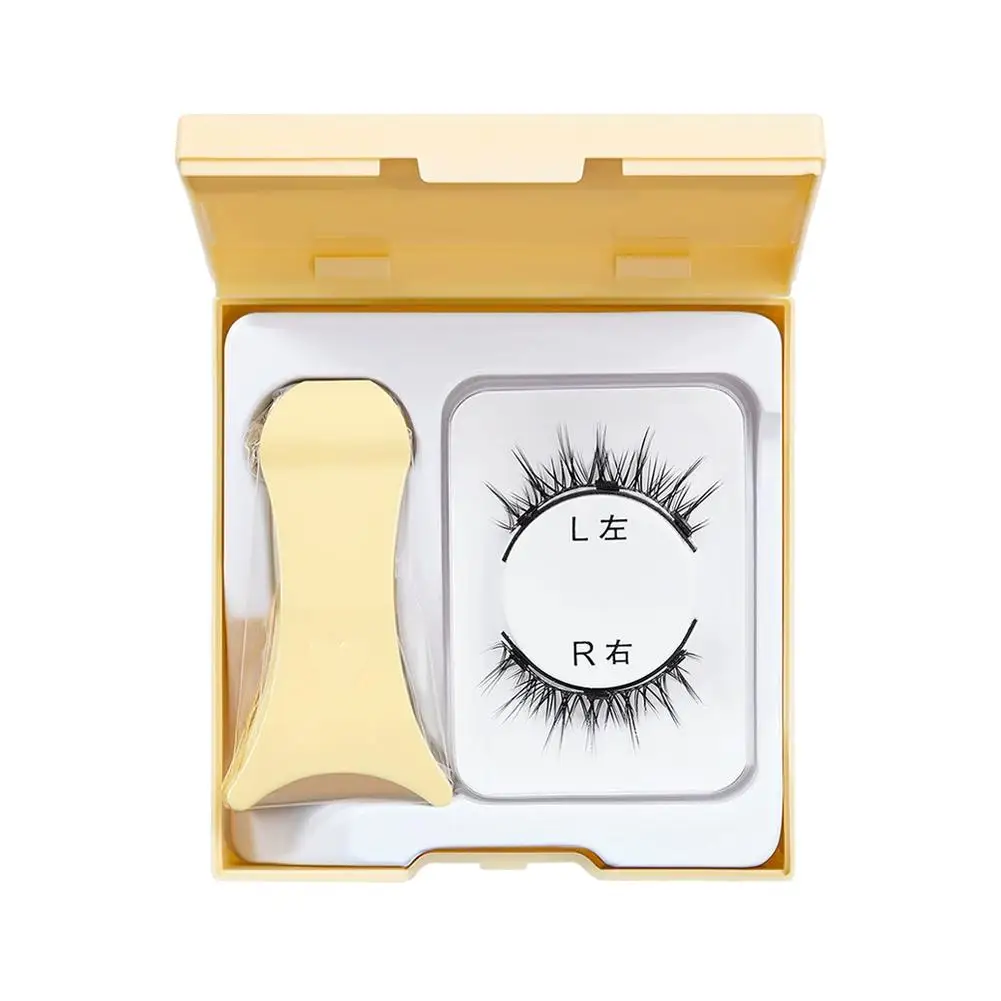 Magnetic False Eyelashes Thick And Hard Stems Natural Curled Glue-free False Eyelashes 1 Pair, Reusable Makeup Tool