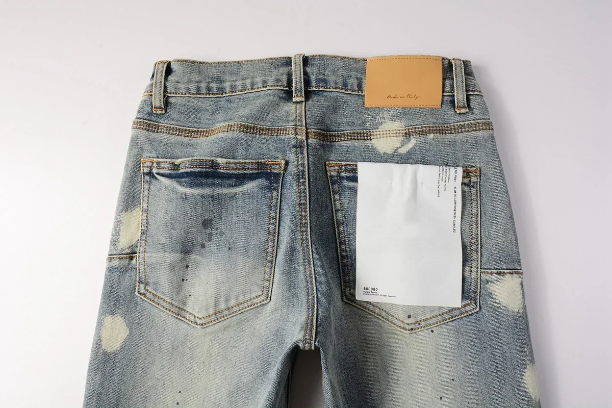 

High Street wear Men's Jeans Distressed Light Blue Stretch Skinny High Quality Holes Ripped Jeans y2k pants