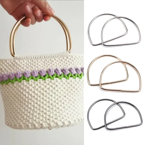 Asa de Metal en forma de D para bolso hecho a mano, marco de costura, accesorios para bolso, asas para bolso, 2 uds.