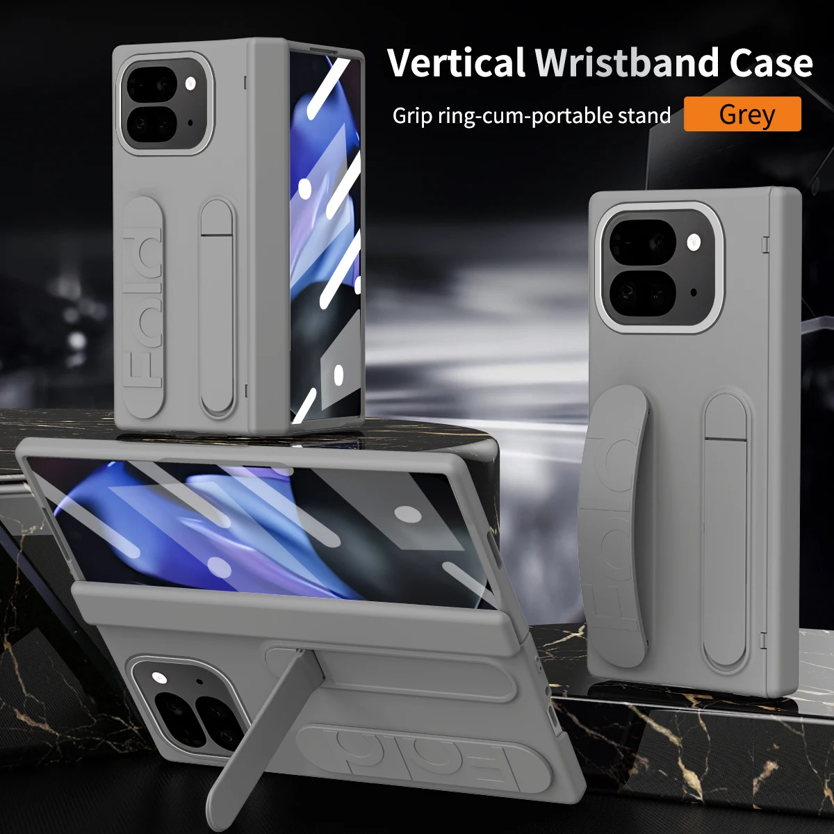 For Google Pixel 9 Pro Case Skin Friendly Folding Hinge with Elastic Wrist Band Screen Tempered Film Cover Pixel Fold 2 Stand