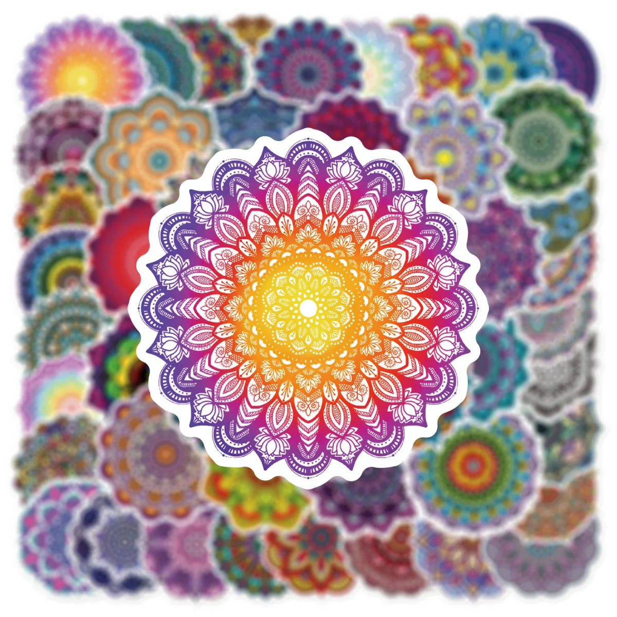 10/30/50PCS New Popular Cartoon Mandala Flower Sticker Pack Skateboard Guitar Decoration DIY Laptop Waterproof Graffiti Wholesal