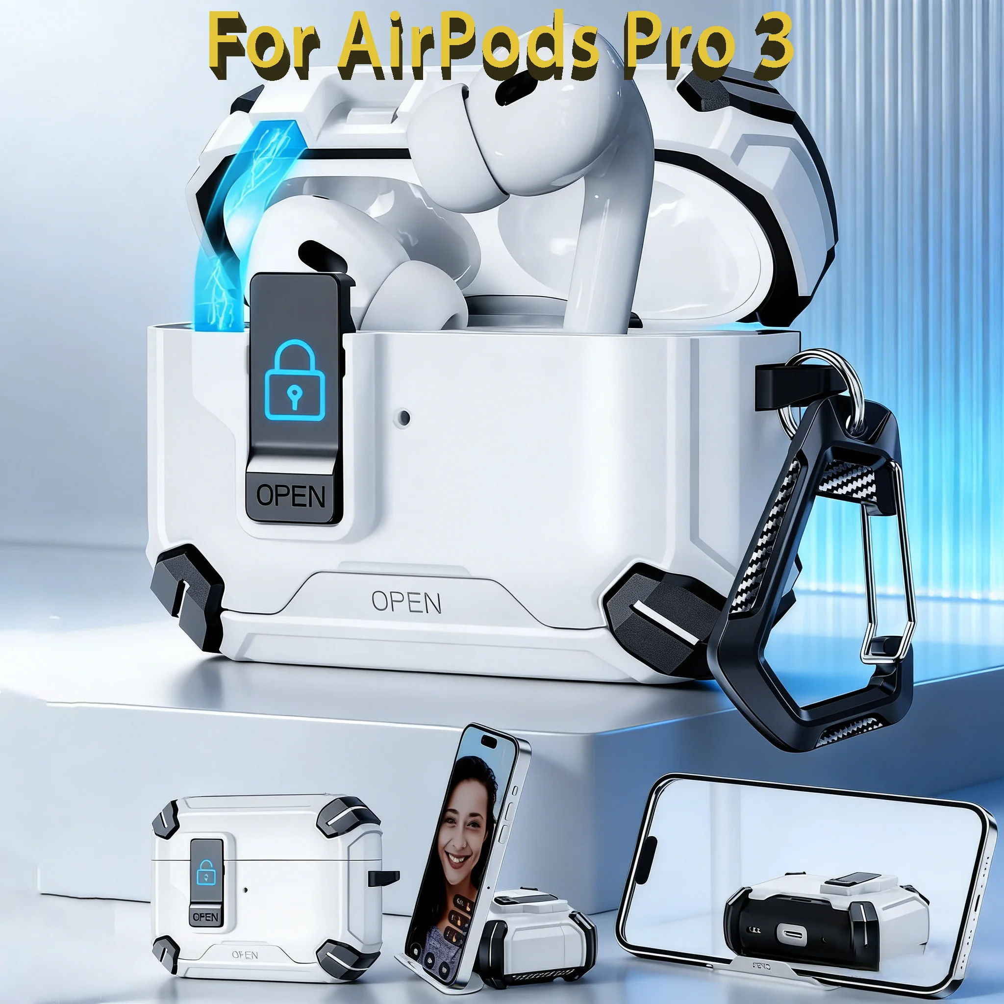 

2026 New Magnetic Earphone Case For AirPods 4 3 2 1 Pro 2 2nd Cover Creative Second-changing Bracket Anti-fall Headphone Coque