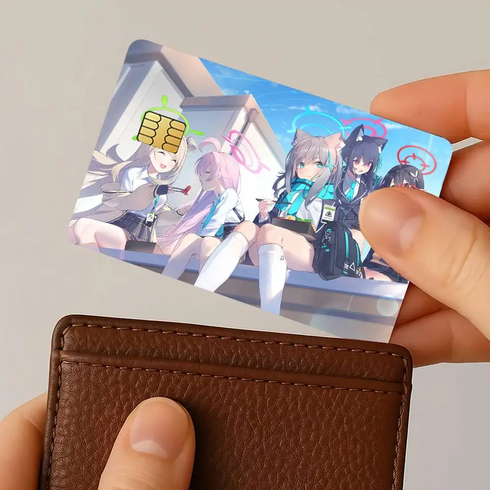 Game Blue Archive College Logo Waterproof Card Stickers For Credit Cards Debit Cards And Transit Cards 4pcs