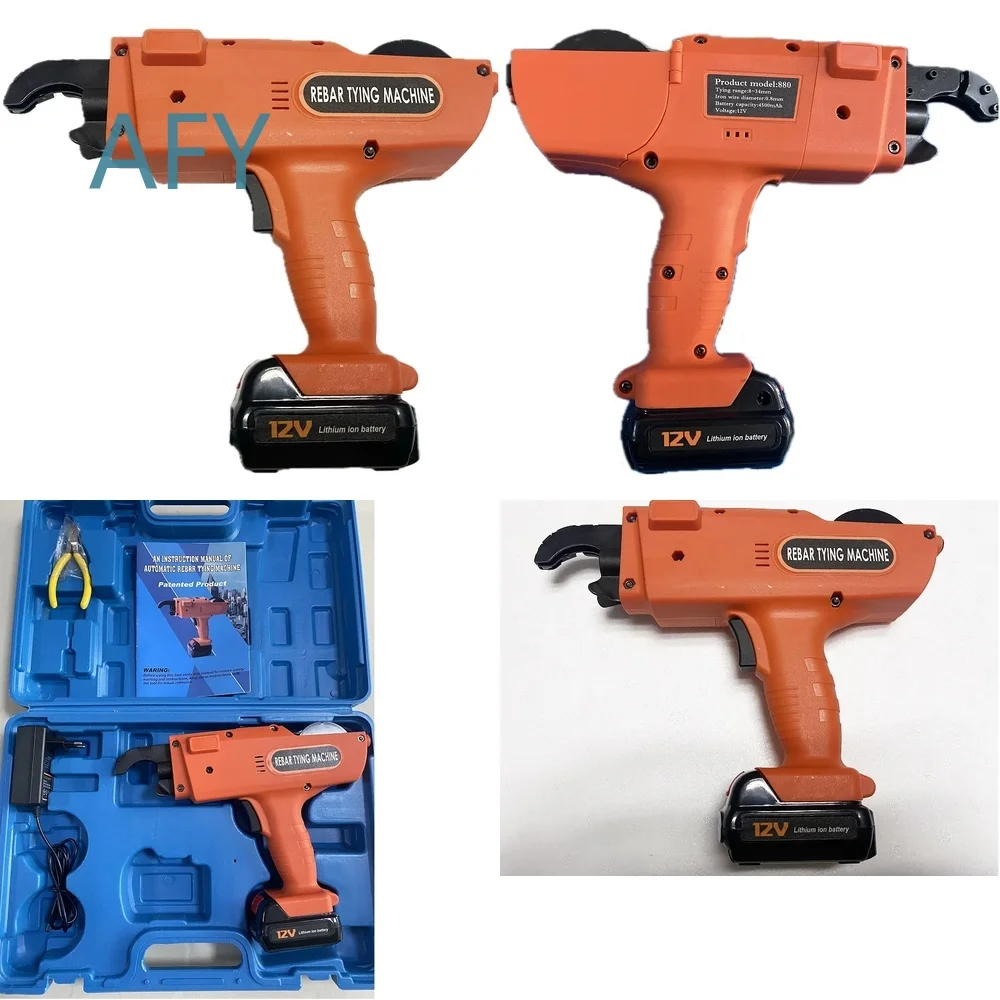 Portable Rebar Tying Machine for 8-34mm 30-60mm Reinforcing Bar Battery Powered Construction Tool Bundling Device for