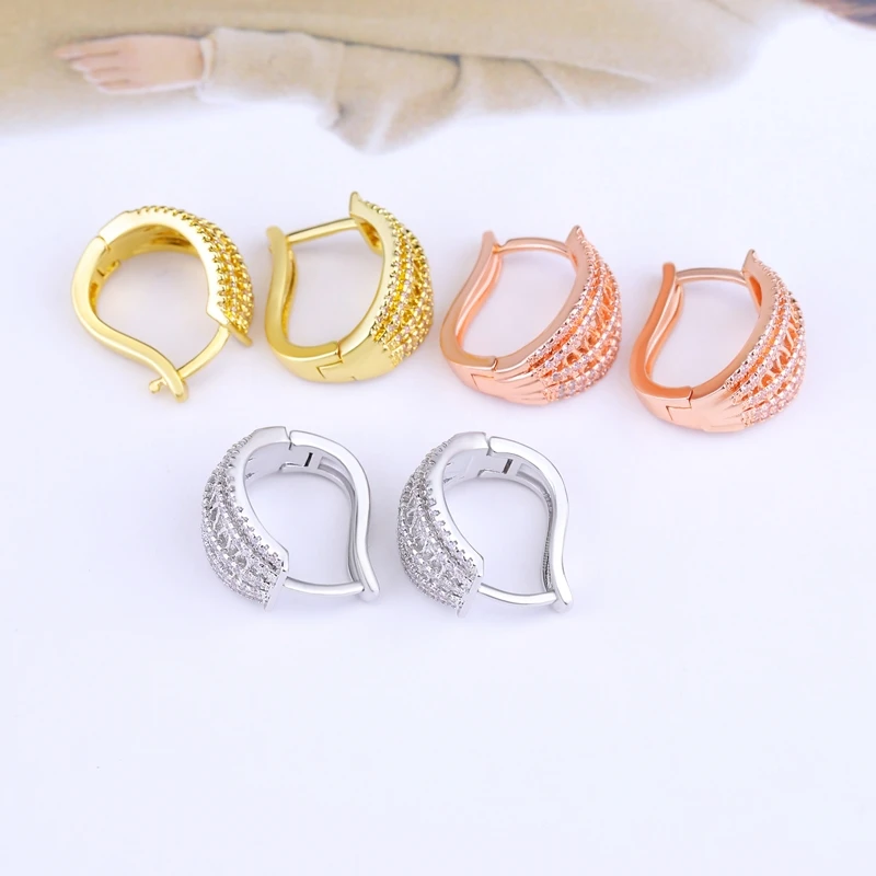 Juya Handgemachte Micro Pflastern Zirkon Gold/Silber Farbe Luxus Hoop Ohrringe Für Frauen Braut Abend Party Schmuck Großhandel – Detail 19