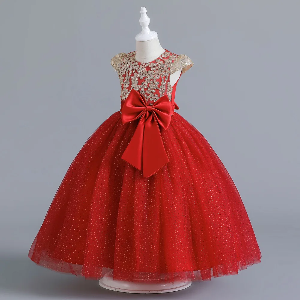 Christmas Girls Party Dresses Halloween Costume Puffy Dress Elegant Girl Princess Dress Fashion Sequin Bowknot Evening Dress