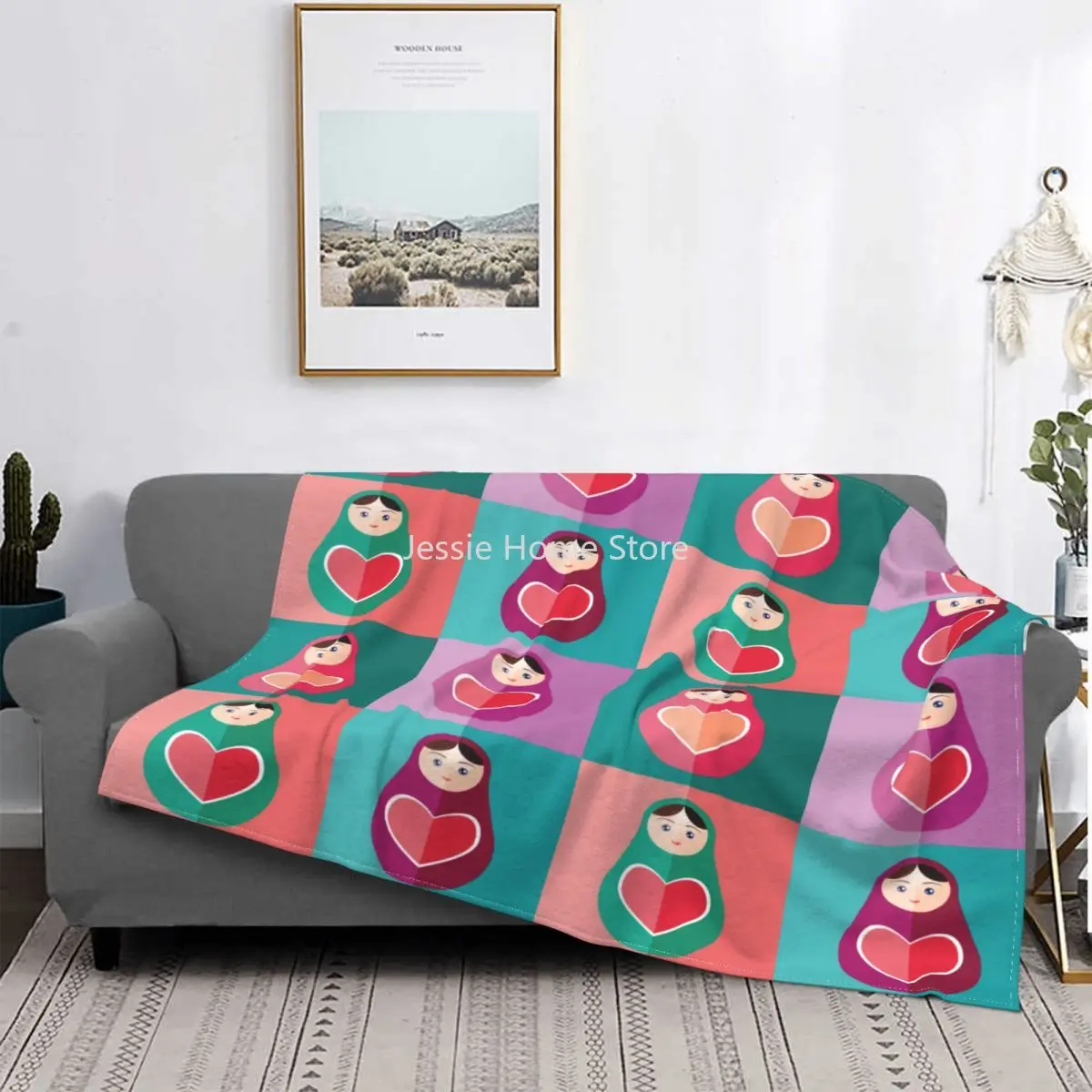 

Matryoshka Russian Doll Pattern Blankets Fleece Print Anime Plaid Super Soft Throw Blanket for Bedding Travel Plush Thin Quilt