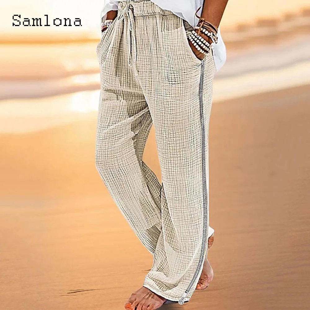 Men's Stand Pocket Casual Linen Pants Loose Elastic Waist Trousers Plus Size 5xl Mens Fashion Leisure Straight Leg Sweatpants