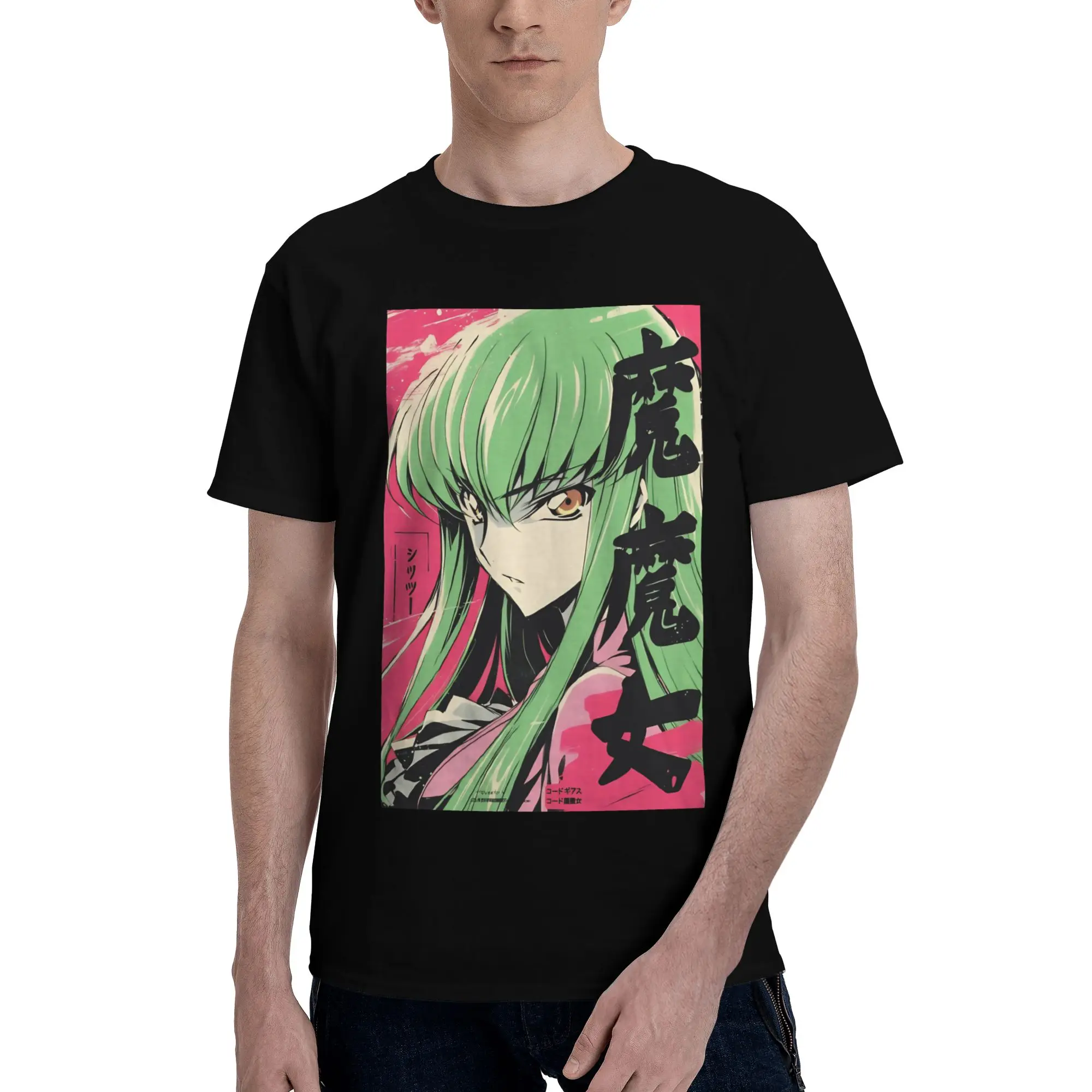 Green Hair Baddie Kiwi Rose Poster   Funny Graphic 100% Cotton T-Shirt Bandai Code Geass Tees Tops For Men