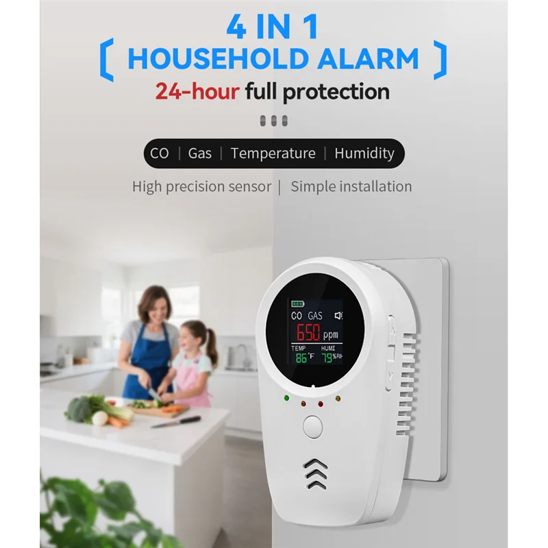 【NEW A09R！】ガス、一酸化炭素、温度、湿度検知器、HDディスプレイ付き、家庭、アパート、ヴィラ用安全警報