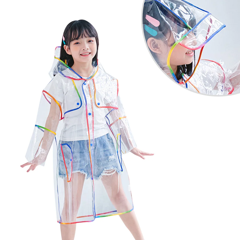 

Kids Raincoat Clear EVA Waterproof Hooded Poncho for Hiking Kayaking School Portable Compact Lightweight Camping Fishing