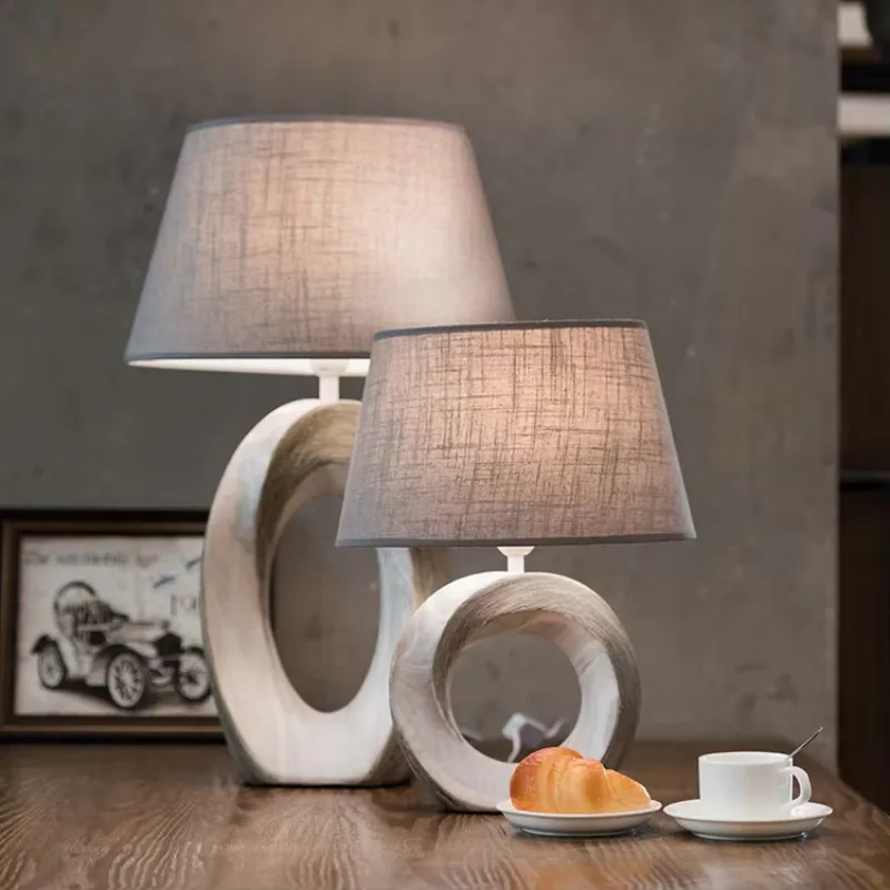 

Hotel bedside lamp custom retro white office desk lamp ceramic with logo