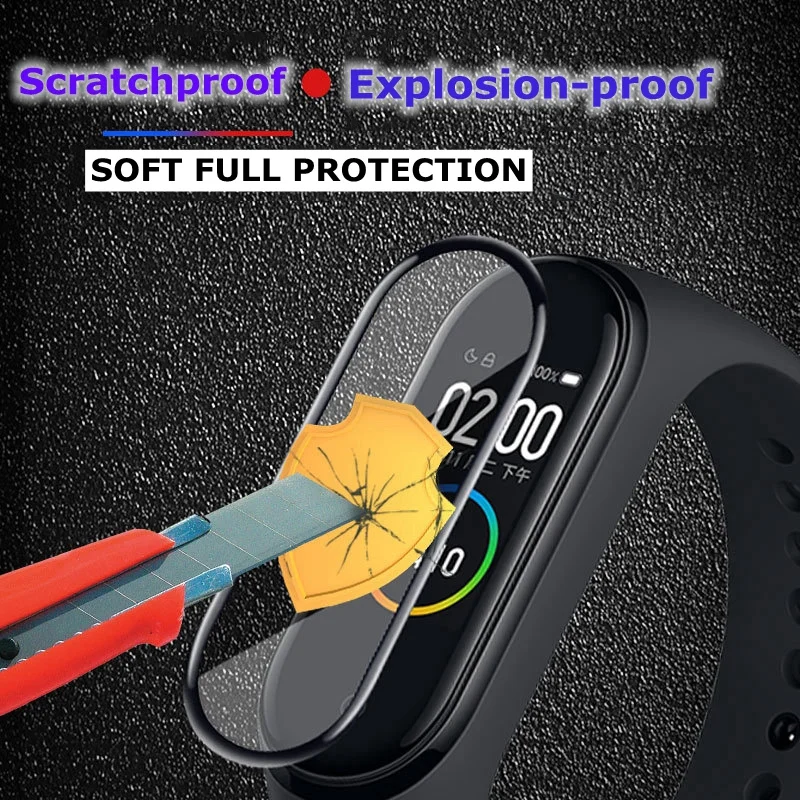 9d Hd Film Voor Xiaomi Mi Band 7 6 5 4 Screen Protector Beschermende Smartwatch Accessoires Gehard Glas Volledig Beschermend