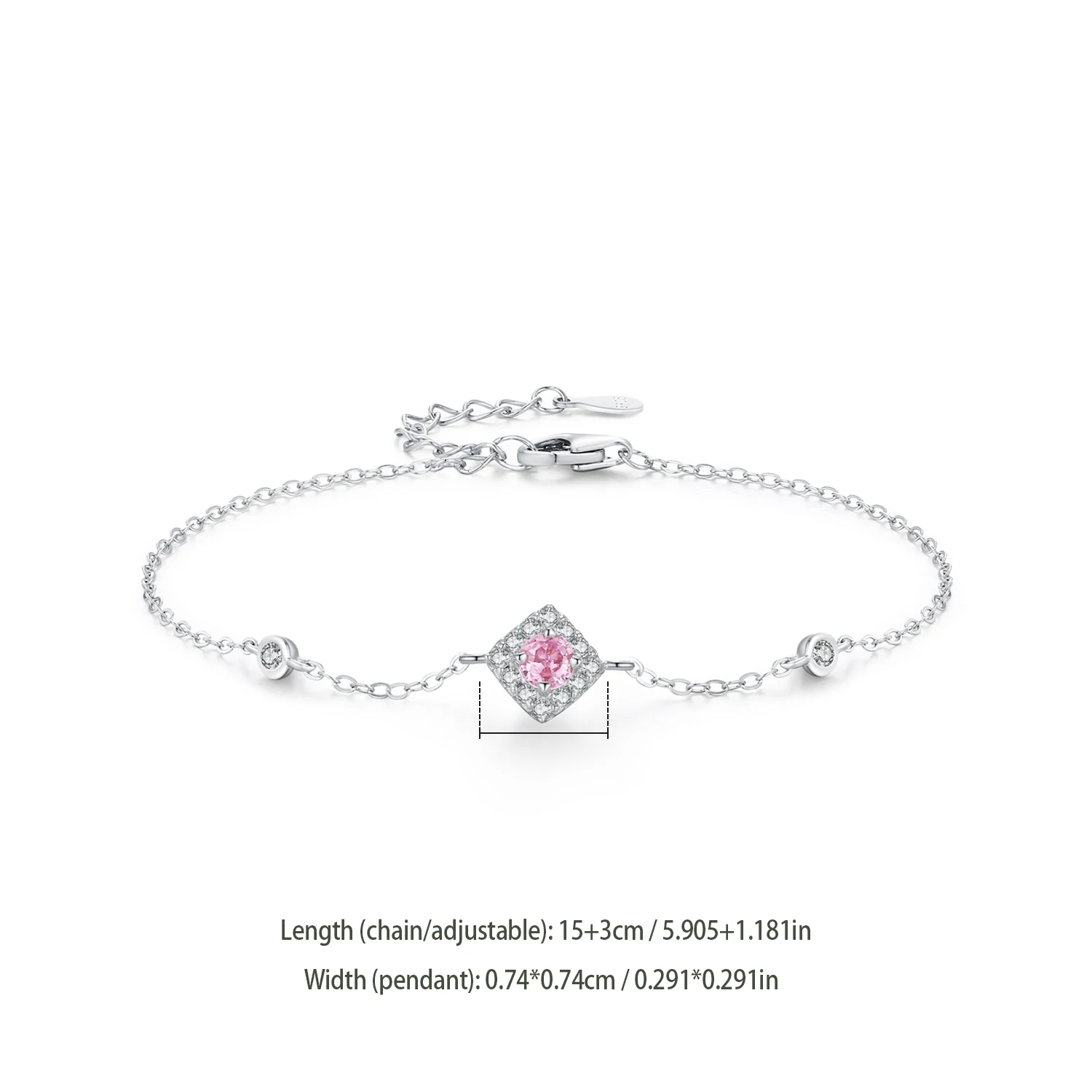 Ailmay bracciale a catena in argento Sterling 925 con zirconi rosa dolce per abbigliamento da donna per tutti i giorni, vacanze e appuntamenti,