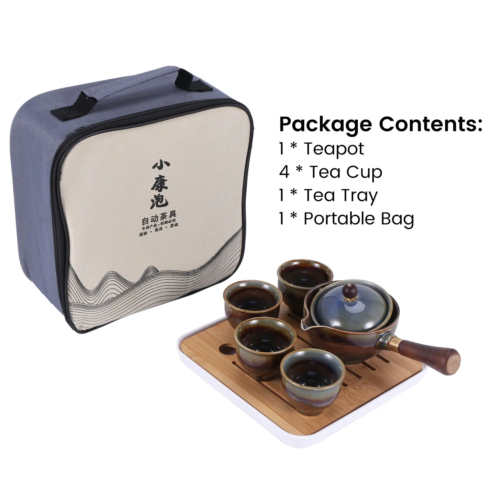 A15F-Porcelain Chinese Gongfu Tea Set Portable Teapot Set With 360 Rotation Tea Maker And Infuser Portable All In One Gift