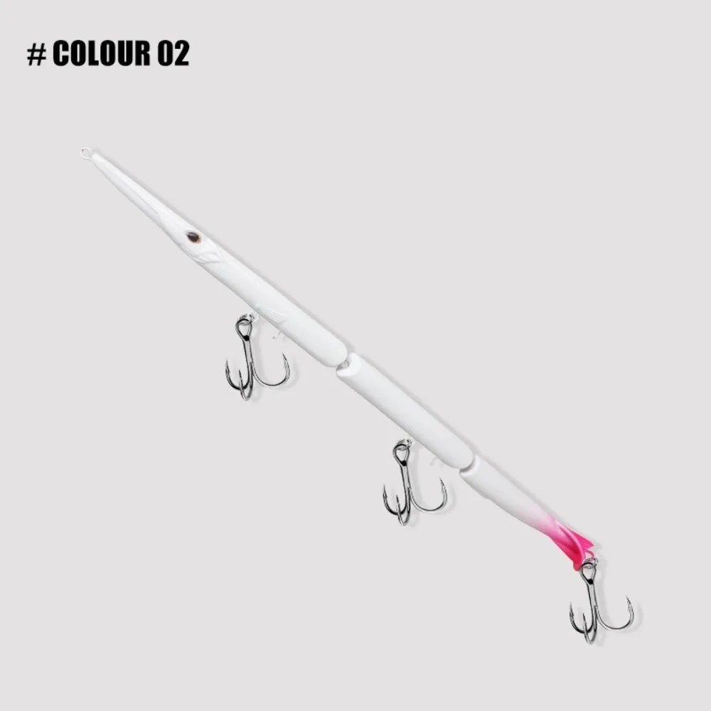 27 cm langer, mehrteiliger Bleistiftköder mit Dreifachhaken-System, 32 g Gewicht, mehrteiliger Angelköder, sinkend, bionische Haut – Detail 16