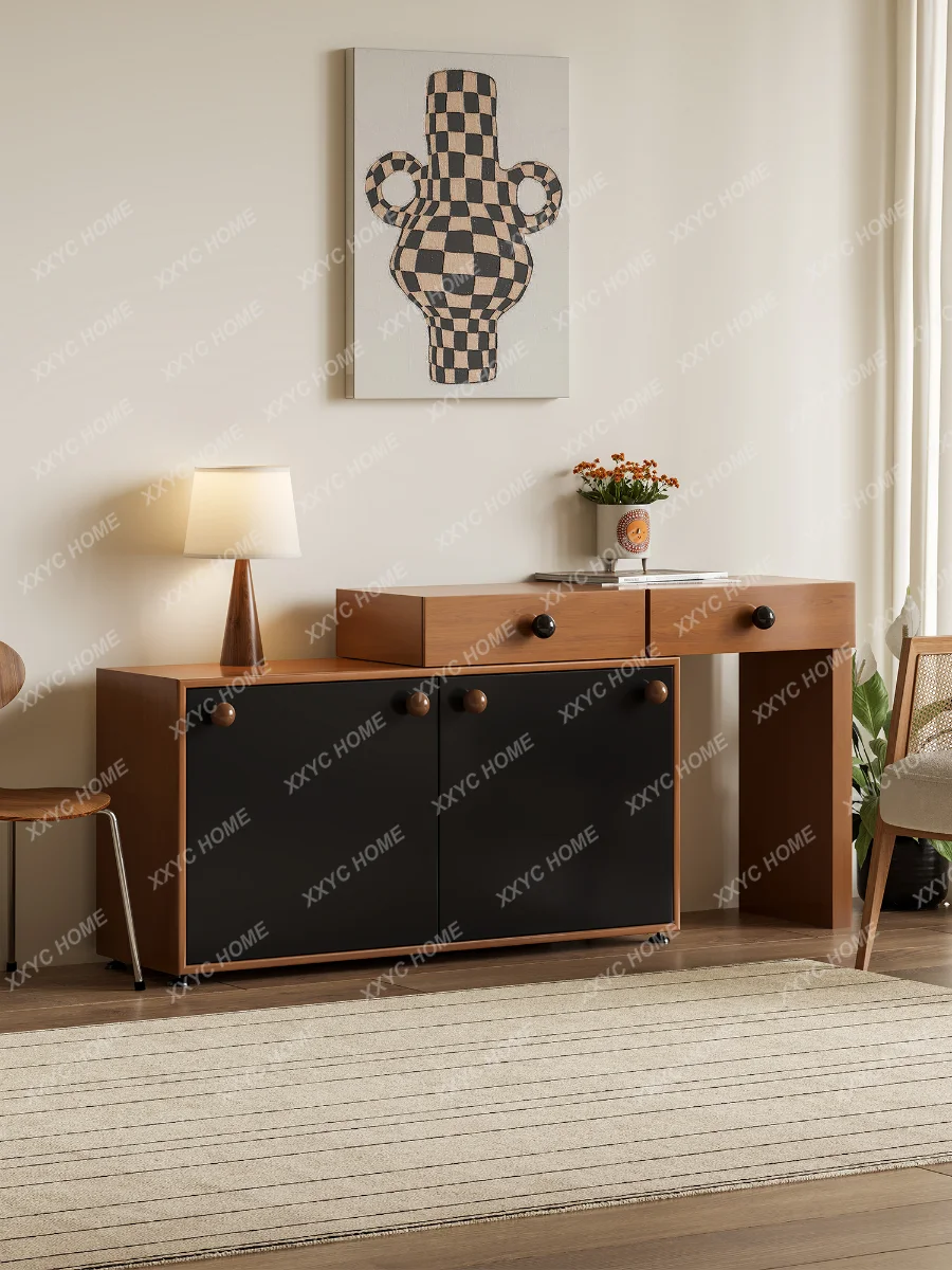 L retro bedroom light luxury high-end makeup table storage integrated bedside medieval chest