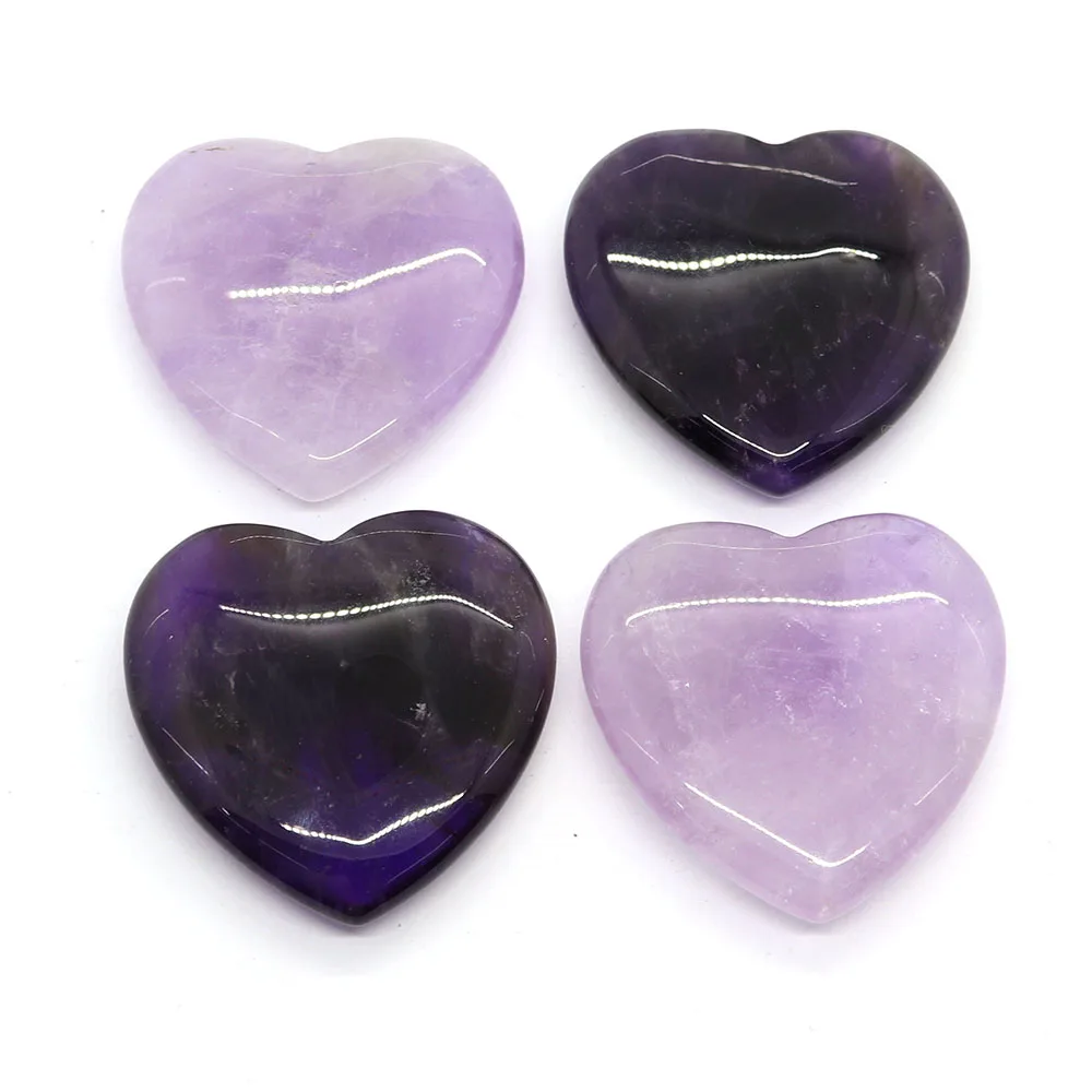 

1 Pc Heart Shaped Natural Semi-precious Stone Amethyst Cabochons No Hole Stone Beads Amethyst 40x40x10mm DIY Jewelry Accessions