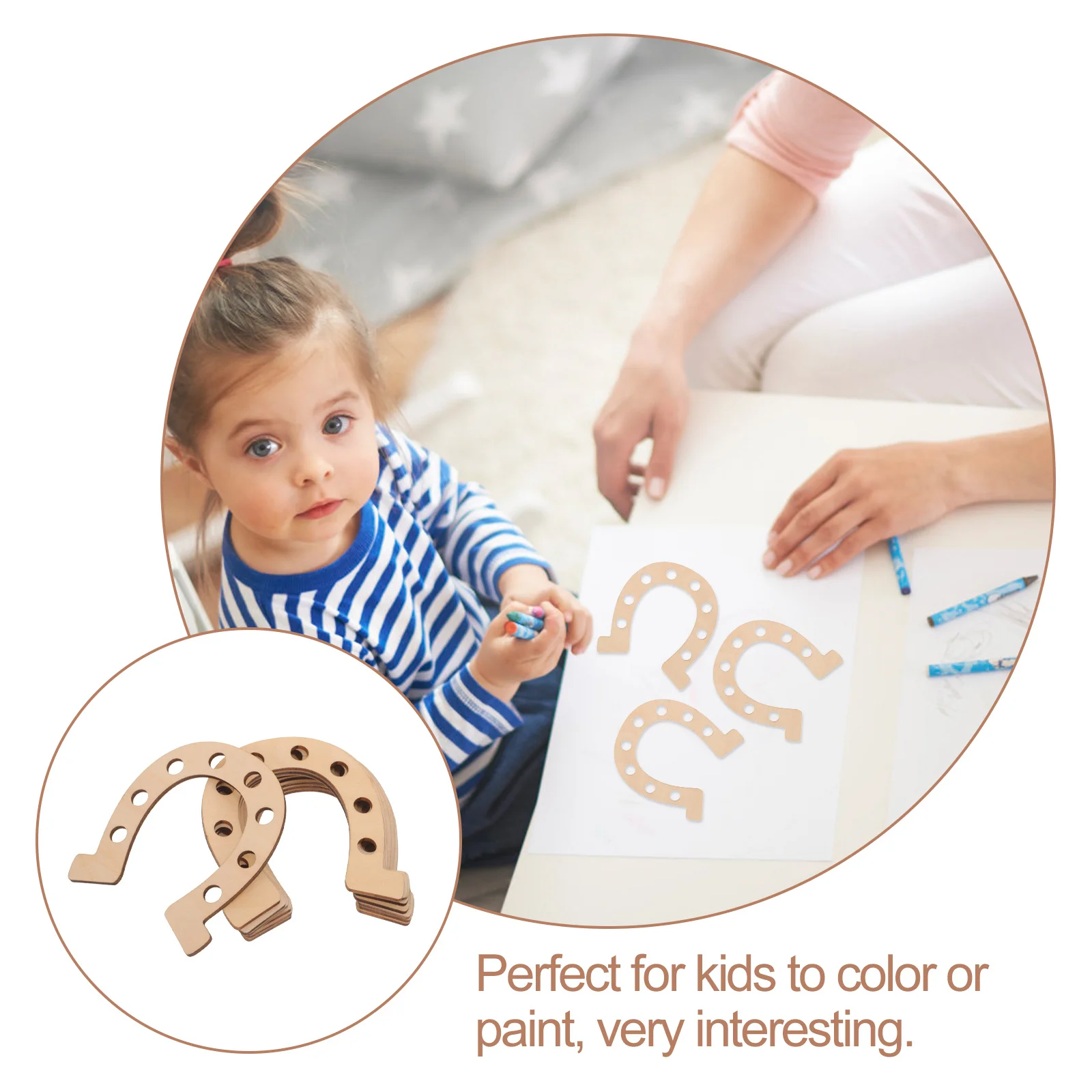 

10Pcs Horseshoe Wood Slices Unfinished DIY Graffiti Painting Wooden Chips Craft Decorative Hanging Pieces DIY Horseshoe Cutouts