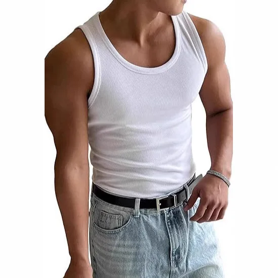 2025年夏新作 メンズ ラウンドネック ワークアウト フィットネス ベスト Tシャツ