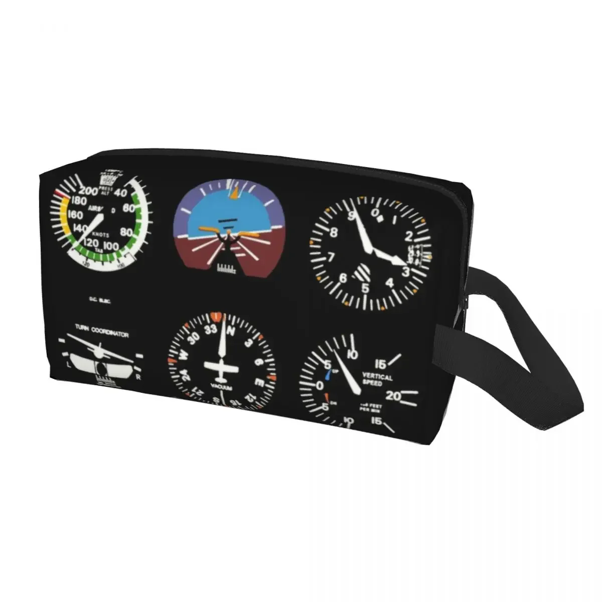 Cockpit Six Dials Flight Simulator Pilot Cosmetic Bag Large Capacity Airplane Aircraft Makeup Case Beauty Storage Toiletry Bags