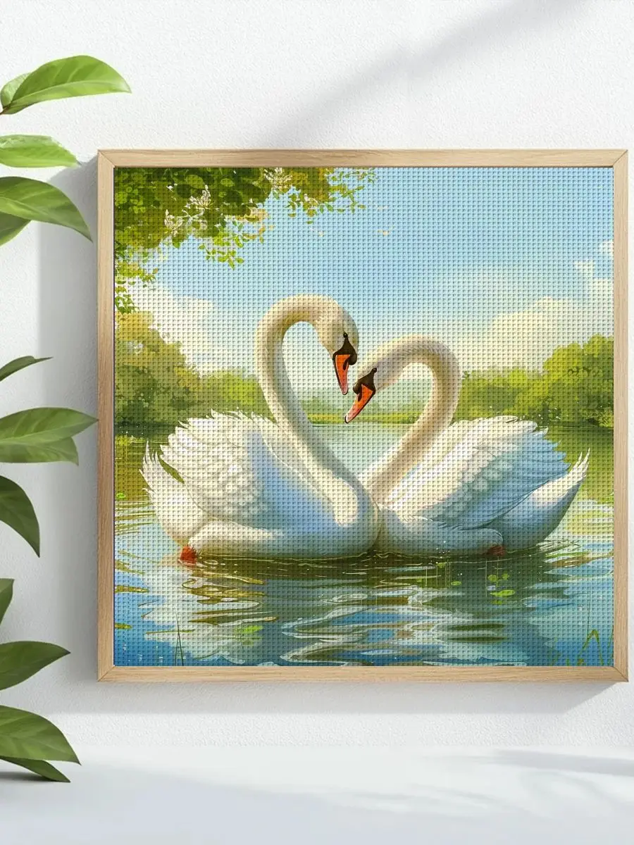 1 Stück 40x40 cm/15,74 Zoll Schwan-Stickerei-Set DIY-Kit 11CT/14CT DIY-Stickerei-Set DIY-Kreuzstich-Set Joy Sunday – Detail 1