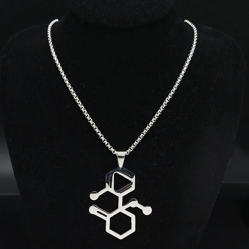 Ketamine Molecule Stainless Steel Farmacia Necklace Multipolar Neuron Biology Psychology Necklaces Jewellery collar mujer N1133