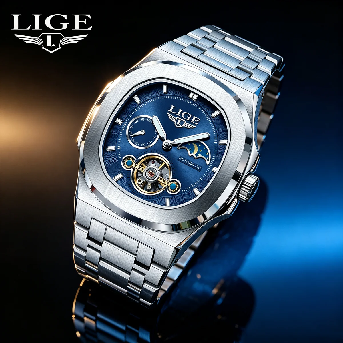 SUNKTA New Military Man Watch Mechanical Luxury Waterproof Luminous Date Week Men Watch Stainless Steel Men's Watches Reloj+box