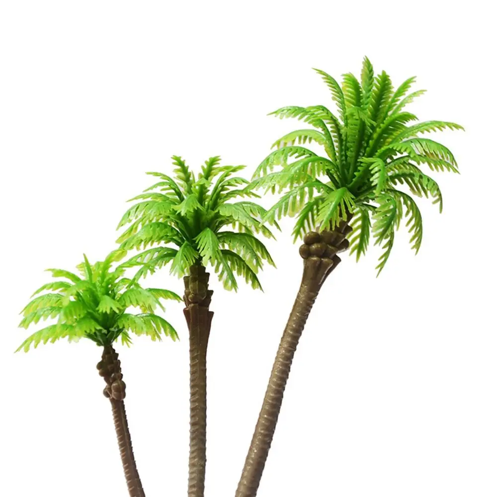 5Pcs Plastic Palm Tree Model Artificial Stereoscopic Coconut Palm Tree Miniature Craft Coconut Palm Ornaments Desktop Decoration