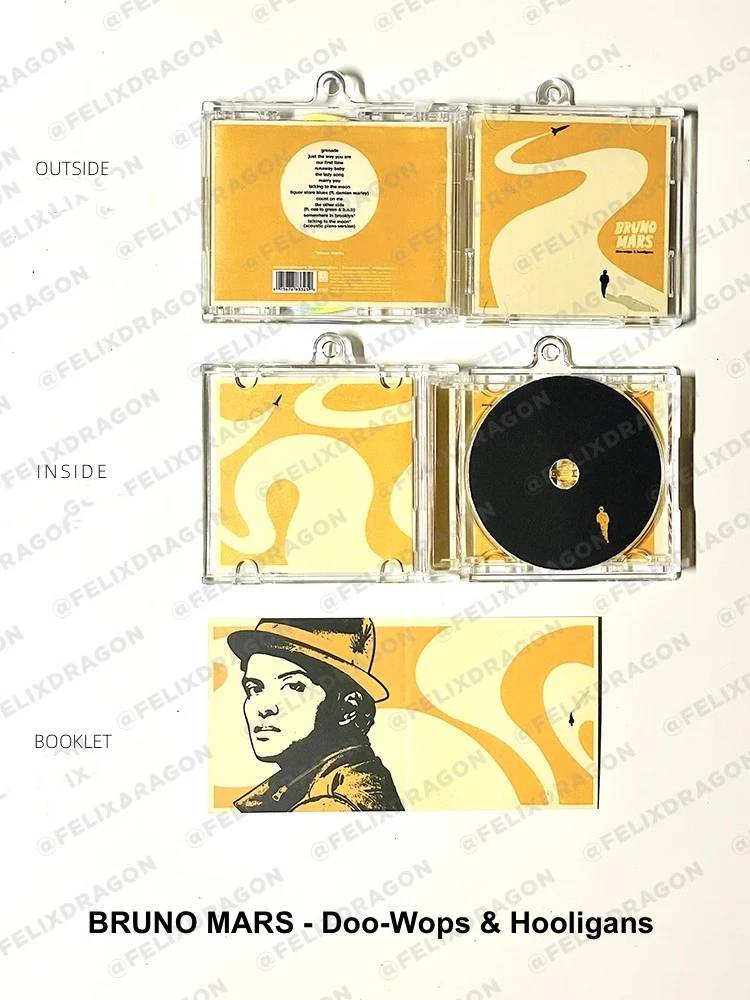 R&B Bruno Mars MINI Music CD Play Songs 24K Magic Album Unorthodox Jukebox Music Pendant Cosplay Necklace DIY Acrylic Key ring