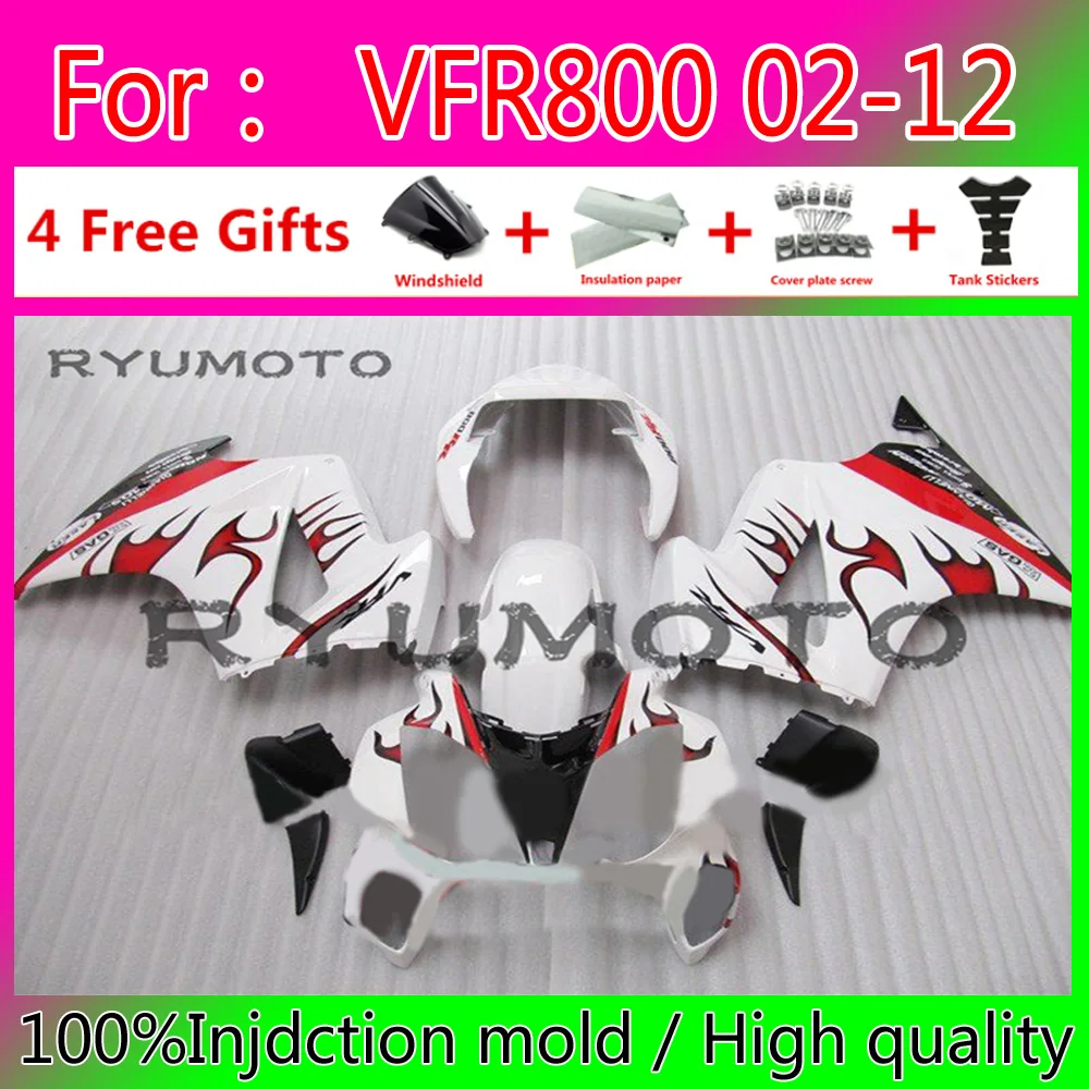 

ABS Motorcycle Injection Mold Fairings Kit Fit For Vfr800 VFR 800 02 03 04 05 06 07 08 09 10 11 12 Bodywork fairing white red