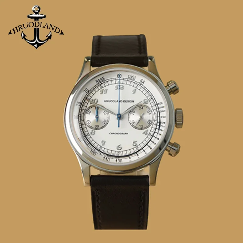 Hruodland G003 Quartz Chronograph Mens Watches VK64 Sapphire Bubble Glass Leather 316L Stainless Steel Fashion Wristwatch new