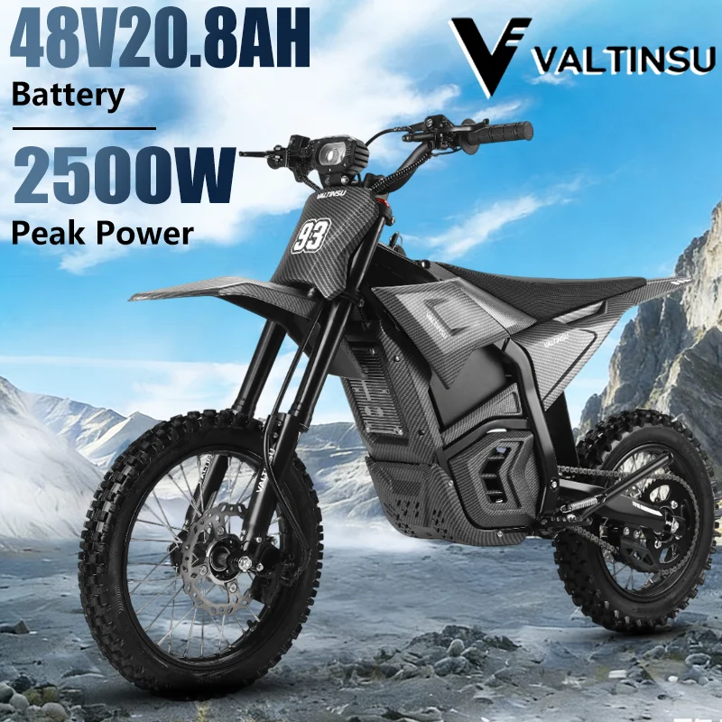 Moto électrique VALTINSU EM5, moteur 2500W, batterie lithium 48V20.8AH, moto électrique tout-terrain, pneus 14/12 pouces, vélo électrique tout-terrain
