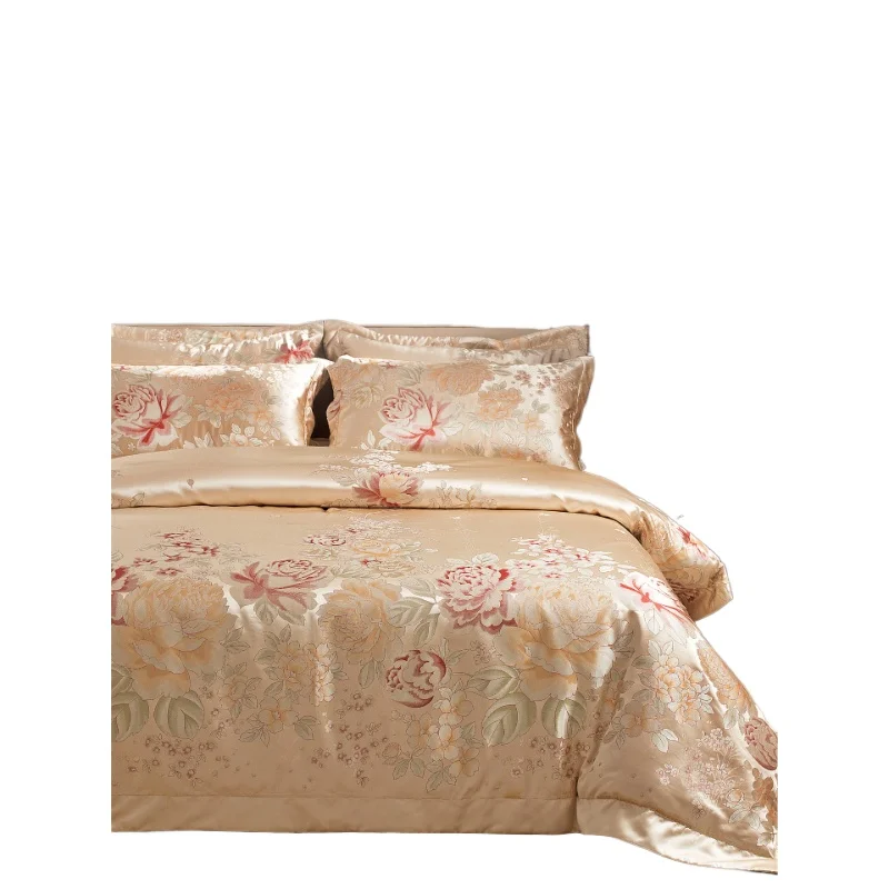 

32 mmi heavy silk light luxury four-piece high-end jacquard quilt cover bed sheet bedding kit