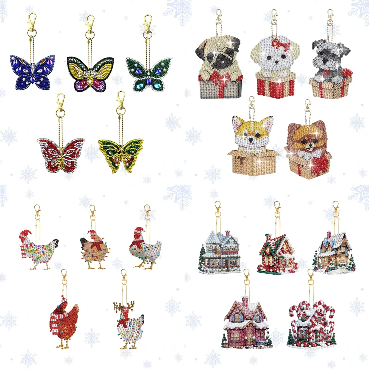 

Рождественская серия, 5 шт., ромбовидные картины, брелки, акриловые двусторонние брелки, праздничные украшения